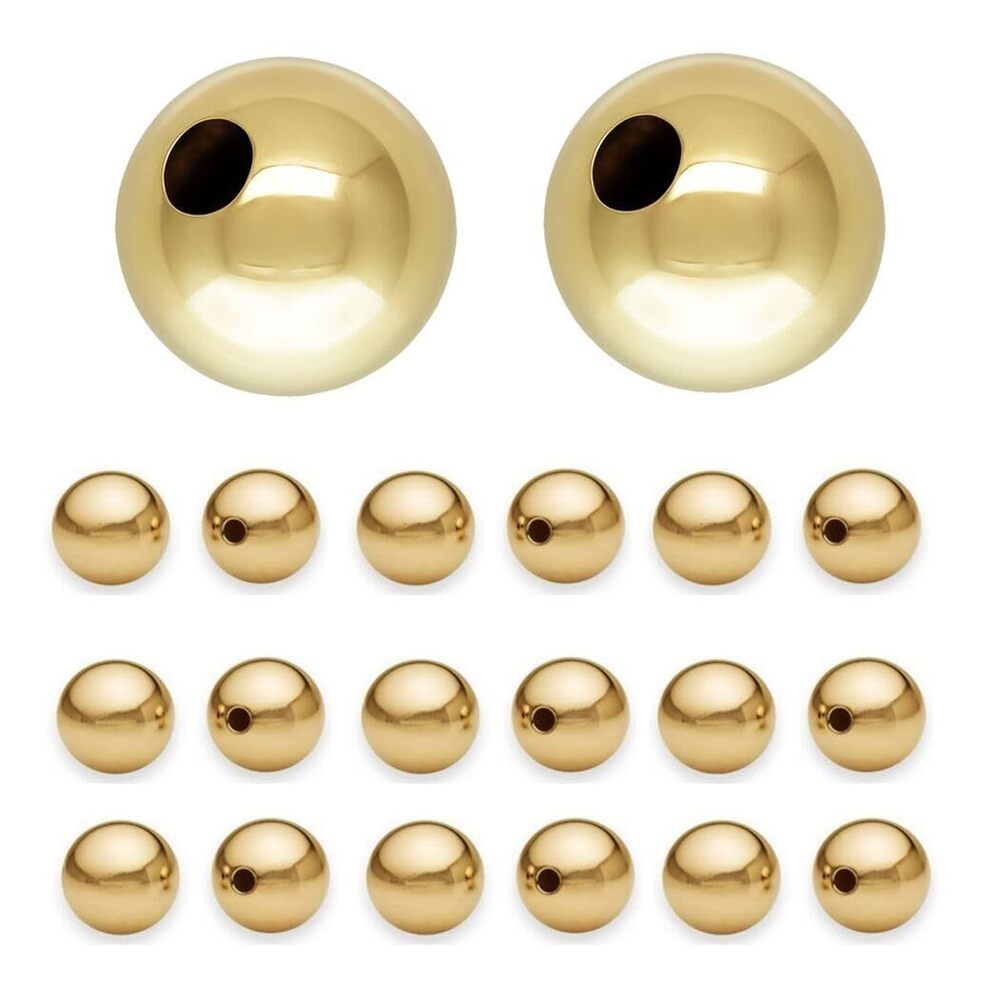 1648 100pcs Adabele Tarnish Resistant 10mm Seamless Smooth Round Beads 18K